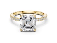 Asscher Claw-Prong Pave Engagement Ring - Gold