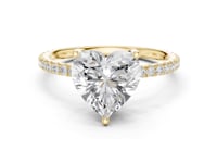 Heart Claw-Prong Pave Engagement Ring - Gold