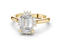 Emerald Floral Halo Engagement Ring - Gold