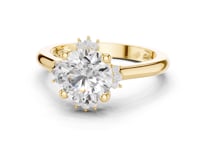 Round Floral Halo Engagement Ring - Gold