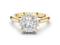 Princess Floral Halo Engagement Ring - Gold