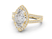 Marquise Split Shank Halo Engagement Ring - Gold