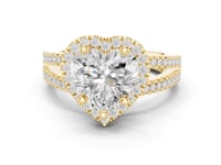 Heart Split Shank Halo Engagement Ring - Gold