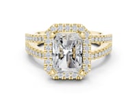 Radiant Split Shank Halo Engagement Ring - Gold