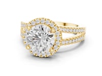 Round Split Shank Halo Engagement Ring - Gold