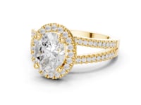 Oval Split Shank Halo Engagement Ring - Gold