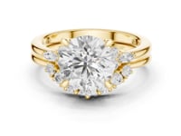 Round Floral Cluster Bridal Set - Gold