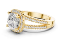 Cushion Split Shank Halo Engagement Ring - Gold