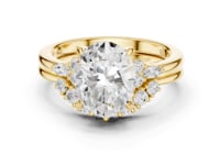 Oval Floral Cluster Bridal Set - Gold