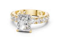 Radiant Shared-Prong Accent Engagement Ring - Gold