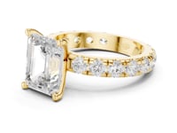 Emerald Shared-Prong Accent Engagement Ring - Gold
