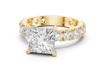 Princess Shared-Prong Accent Engagement Ring - Gold
