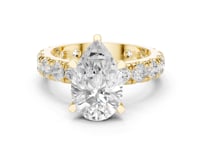 Pear Shared-Prong Accent Engagement Ring - Gold