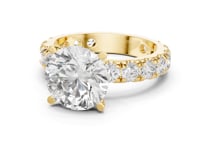 Round Shared-Prong Accent Engagement Ring - Gold