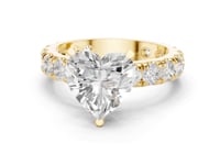 Heart Shared-Prong Accent Engagement Ring - Gold