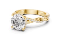 Round Twisted Vine Pave Engagement Ring - Gold