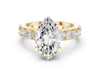 Marquise Shared-Prong Accent Engagement Ring - Gold