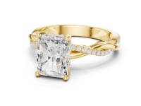 Radiant Twisted Vine Pave Engagement Ring - Gold
