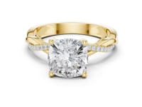 Cushion Twisted Vine Pave Engagement Ring - Gold