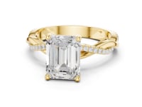 Emerald Twisted Vine Pave Engagement Ring - Gold