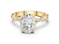 Oval Twisted Vine Pave Engagement Ring - Gold