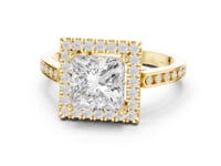 Princess Channel Band Halo Engagement Ring - Gold