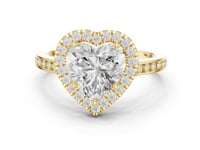 Heart Channel Band Halo Engagement Ring - Gold