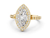 Marquise Channel Band Halo Engagement Ring - Gold