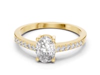 Oval Thin Pave Solitaire Engagement Ring - Gold