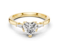 Heart Tapered Baguette Solitaire Ring - Gold