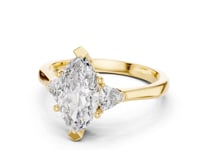 Marquise Three Stone Trillion Ring - Gold