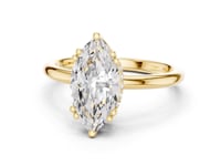 Marquise Crown Basket Solitaire Ring - Gold