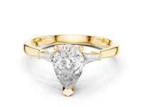 Pear Tapered Baguette Solitaire Ring - Gold
