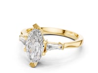 Marquise Tapered Baguette Solitaire Ring - Gold