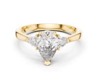 Pear Three Stone Trillion Ring - Gold