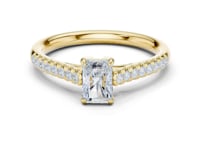 Radiant-Cut Diamond Classic Pave Solitaire Engagement Ring - Gold