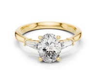 Oval Tapered Baguette Solitaire Ring - Gold