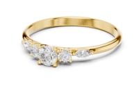 Round Three Stone Marquise Accent Ring - Gold