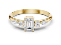 Emerald Three Stone Marquise Accent Ring - Gold