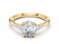 Oval Three Stone Trillion Ring - Gold