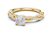 Cushion-Cut Diamond Twisted Vine Engagement Ring - Gold