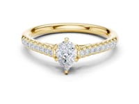 Pear-Cut Diamond Classic Pave Solitaire Engagement Ring - Gold