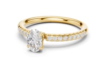 Oval-Cut Diamond Classic Pave Solitaire Engagement Ring - Gold