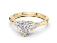 Heart and Trillion Three Stone Ring - Gold