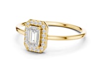 Emerald Dainty Halo Ring - Gold