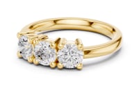 Round Three-Stone Shared-Prong Ring - Gold