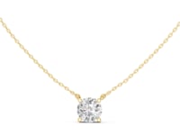 Round Floating Solitaire Pendant - Gold