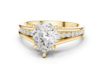 Pear Channel Shoulder Cathedral Ring - Gold