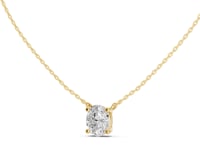 Oval Floating Solitaire Pendant - Gold