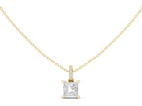 Princess Pave Bail Solitaire Pendant - Gold